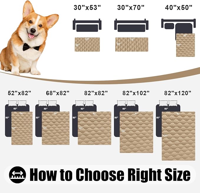 Smiry Waterproof Dog Bed Cover Blanket, Reversible Pet Blanket | Soft Reversible, Washable Leakproof Cats Dogs Couch Cover for Sofa, Couch, Furniture (82x82 Inch)