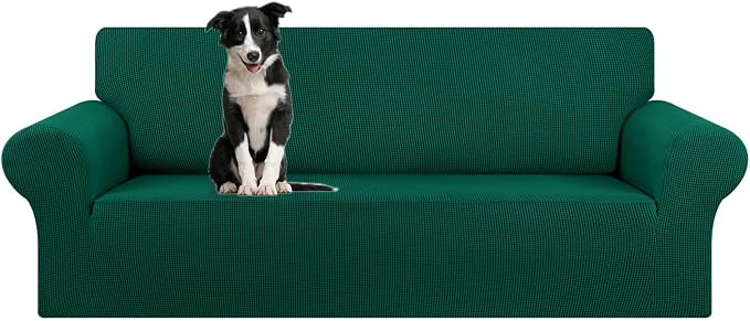 Stretch Oversized Couch Covers for Sofa Slipcover,Hunter | 1-Piece Washable Sofa Cover (94"-110") 4-Seater Furniture Protector, Soft Jacquard Non-Slip Elastic Bottom for Dogs & Kids