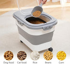 SEWIU Dog Food Storage Container Up to 2pack*20LB,Collapsible Dog Food Container with Travel Silicone Bowl and Scoop for Dog/Cat/Bird Food/Cat litter,Keep Dry Food Fresh,Easy to Move.