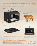 Feandrea Collapsible Soft Dog Crate, Portable Travel, 48 Inches | Dog Carrier Kennel with Safety Zippers for Living Room, Car, Travelling, Black UPDC12H