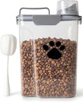 5-7Lbs Dog Cat Food Storage Container with cleaning brush | 4 Snap Seals,Portable Pet Food Containers with Upgraded Large Nozzle and Measuring Cup,Cats,Birds(Large-Grey)