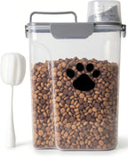 5-7Lbs Dog Cat Food Storage Container with cleaning brush | 4 Snap Seals,Portable Pet Food Containers with Upgraded Large Nozzle and Measuring Cup,Cats,Birds(Large-Grey)