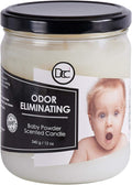 Baby Powder Odor Eliminating Highly Fragranced Candle - Eliminates 95% of Pet, Smoke, Food, and Other Smells Quickly - Up to 80 Hour Burn time - 12 Ounce Premium Soy Blend