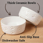 Ceramic Dog Bowl Set of 2 with Anti-Skid Base, 5.5"W x 2"H, 2 Cup Capacity | Thick Ceramic, Dishwasher Safe, Anti-Skid Rubber Base, 2 Cups per Bowl, Ceramic Food and Water Bowls Set of 2 for Small Dogs