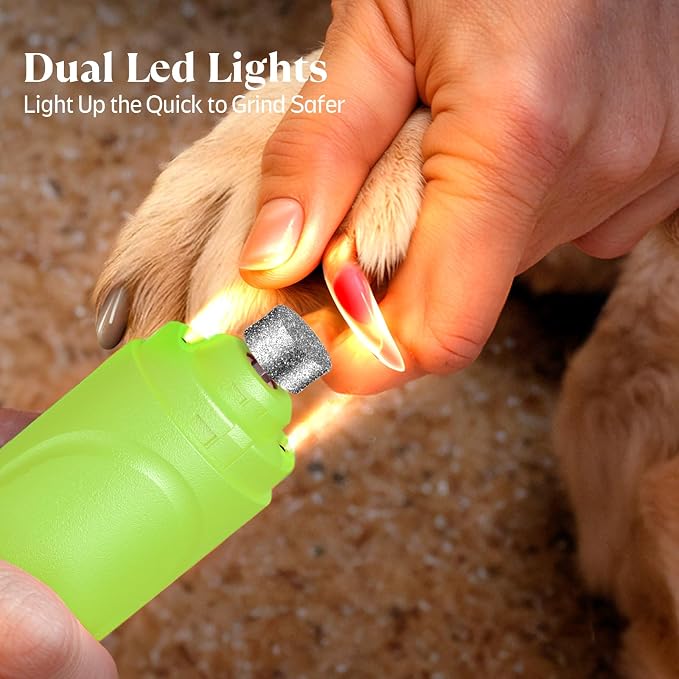 Dog Nail Grinder, Dog Nail Trimmers and Clippers Kit, Super Quiet, Rechargeable, for Small Large Dogs Cats Toenail Claw Grooming,3 Speeds