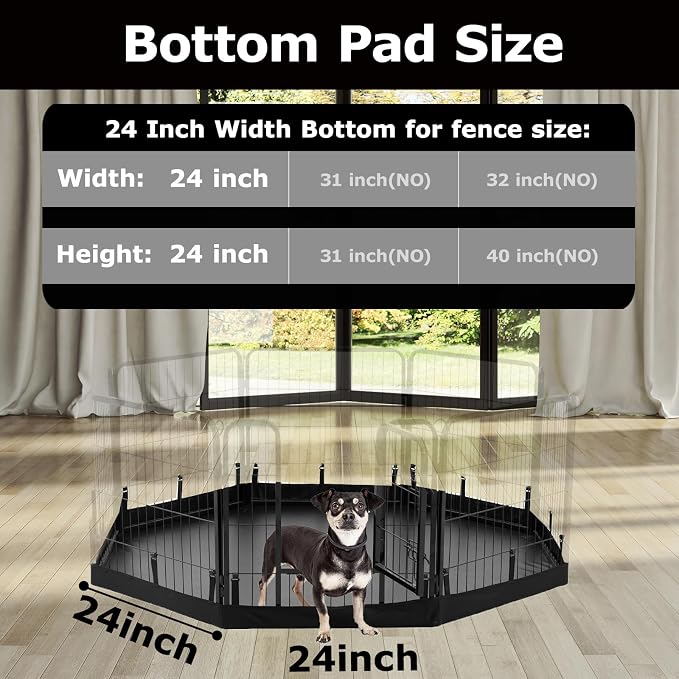 PJYuCien Octagon Playpen Bottom Pad for 24'' Width 8 Panel Pen, Black | Protect Floor, Easy to Move and Clean, Perfect for Puppy, Duck, and Other Small Animals, Hook Connect