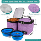 PetAmi Dog Travel Bag Backpack, 27L Airline Approved Pet Supplies Organizer with 2 Food Containers, 2 Collapsible Bowls & Poop Bag Dispenser, Weekend Road Trip Camping Dog Mom Gift, Purple
