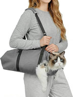 Cat Carrier Pouch, Soft Cat Grooming Restraint Bag for Vet Visits, Nail Trimming,Dental Care & Medication, Comfortable Cats Carry Bag with Bottom Support for Car Travel,Grey S(4-10lbs)
