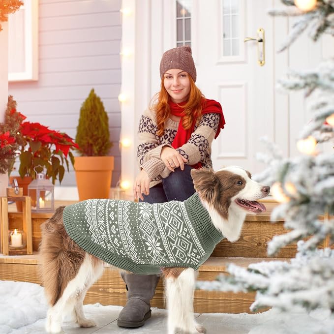 HOMIMP Dog Sweater Argyle - Warm Sweater Winter Clothes Puppy Soft Coat, Ugly Dog Clothes for Small Medium and Large Dogs, Pet Clothing Boy Girl, Grey M