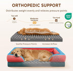 Comfort Expression Orthopedic Dog Bed for Extra Large Dogs with Bolster | Waterproof Dog Couch Bed with Washable Cover & Non-Slip Bottom, Supportive Egg Crate Foam XL Pet Bed, 45x35 Inch