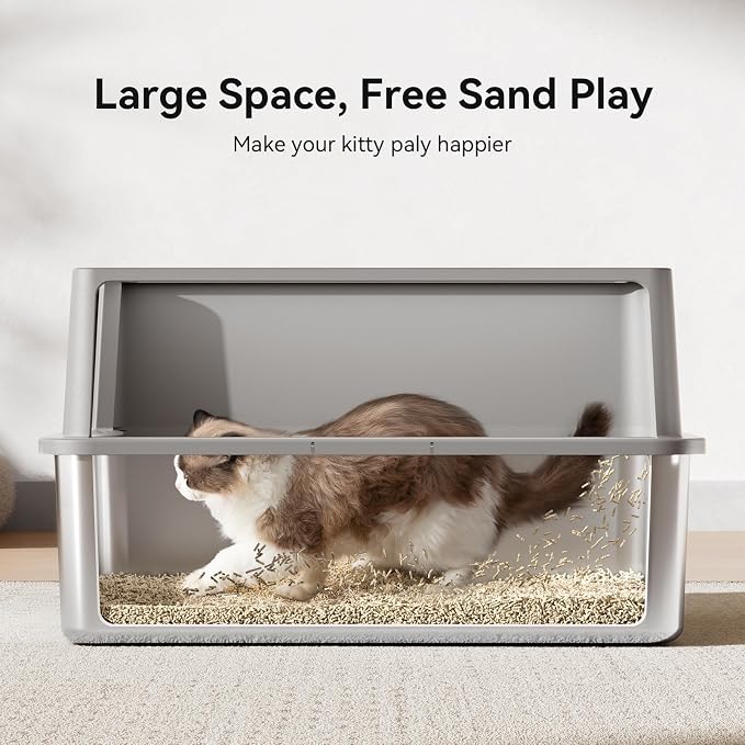 Jotesnew 2 Pack 28" Extra Large XXXL Stainless Steel Cat Litter Boxes with Lid Metal Cat Litterbox Pan for Big Cats and Multiple Cats, Anti-Leakage, Easy Cleaning, Include Scoop