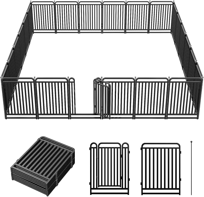 Thickened Metal Tube Dog Playpen Outdoor, Low Threshold Dog Pen, Heavy Duty 40" H 24 Panels for Pet Playpens Indoor, Portable Pet Fence for Yard RV Camping