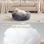 23 in Faux Fur Fluffy Donut Dog Bed for Small Dogs,Tie-dye Grey | Calming Plush Round Puppy Pet Bed with Removable & Washable Cover,Fits up to 25 lbs Pets