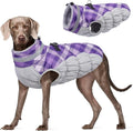 FUAMEY Dog Cold Weather Coats Reflective Dog Warm Jacket with Harness | Fleece Winter Coat for Large Dogs Snow Puffer Vests with Zipper Reflective Turtleneck Jackets for Winter Purple Plaid XXXL