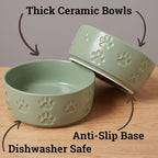 Ceramic Dog Bowl Set of 2 with Anti-Skid Base, 5.5"W x 2"H, 2 Cup Capacity | Thick Ceramic, Dishwasher Safe, Anti-Skid Rubber Base, 2 Cups per Bowl, Ceramic Food and Water Bowls Set of 2 for Small Dogs