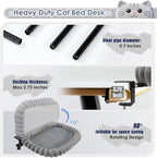 IPOW X-Large Cat Bed Heavy Duty Steel Frame Supports up to 40lbs Cat Desk Bed & Perch Space-Saving 90°Foldable with Soft Ultra-Plush Faux Fur for Small Medium Large Cats
