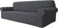 MAXIJIN Super Stretch Couch Cover for 3 Cushion Couch, 1-Piece Universal Sofa Covers Living Room Jacquard Spandex Furniture Protector Dogs Pet Friendly Fitted (Extra Large, Gray)