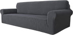 MAXIJIN Super Stretch Couch Cover for 3 Cushion Couch, 1-Piece Universal Sofa Covers Living Room Jacquard Spandex Furniture Protector Dogs Pet Friendly Fitted (Extra Large, Gray)