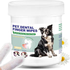 Pet Teeth Cleaning Finger Wipes for Dogs & Cats, Dog Dental Wipes for Removing Plaque and Tartar Buildup, No-Rinse Disposable Gentle Cleaning & Gum Care Pet Wipes, 50 Counts
