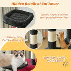 DUMOS Small 44 Inches Cat Tree Tower, Black and Red | Cat Climbing Tower with Natural Sisal Scratching Posts, Hammock, Pet Condo for Indoor Cats and Kittens Play