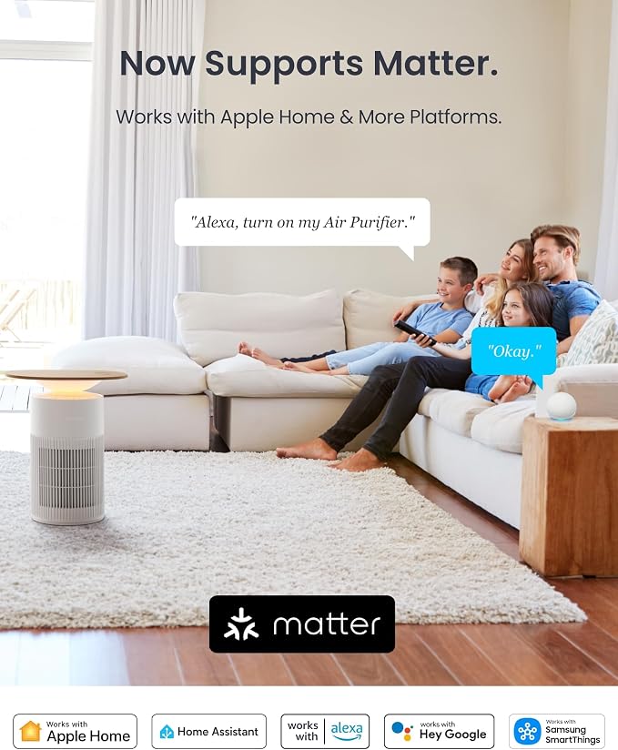 SwitchBot Air Purifier for Home Large Room, Matter, Up to 3620 ft², Air Purifier for Wildfire Smoke, Pets, Odors, 20dB, Washable Pre-filter, Pet Mode, RGB Light, Work with Alexa, HomeKit, Google Home