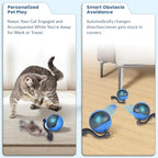 Interactive Cat Toy Ball, Automatic Self-Rolling Cat Toy with Feather Tail, Rechargeable Smart Cat Ball for Indoor Cats