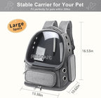 Cat Backpack Carrier, Breathable Cat Bubble Backpack Large Space Cat Carrier Backpack for Kitty Small Dog, Foldable Airline Approved Cats Backpack, Transparent Pet Travel Backpack Up to 20 lbs (Grey)