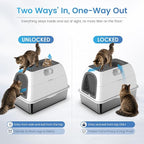 SuzziPaws Stainless Steel Litter Box Top-Entry Dog-Proof for Multi-Cats | XL Dark Grey Hooded Cat Litter Box with Filter & Scoop, Anti-Leakage High Walls Reduce Tracking for Multi-Cat Homes
