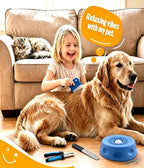 BPA Free Rolling Ball Slow Feeding and Licking Bowl Feeding and Care kit | Pet grooming comb nail clipper kit suitable for small and medium-sized dogs and cats, non slip dishwasher safe, blue