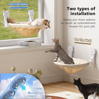 Cat Window Perch Cordless, Foldable & Stable Cat Beds- Breathable Cat Window Hammock for Overlooking, Sunbathing and Climbing - Maximum Hold Up to 40lb