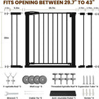 Mumeasy 29.7-43" Adjustable Baby Gate, Auto Close Dog Gate for Doorways | No drill installation, one hand operation, adjustable width, secure locking system, for dogs pets babies toddlers