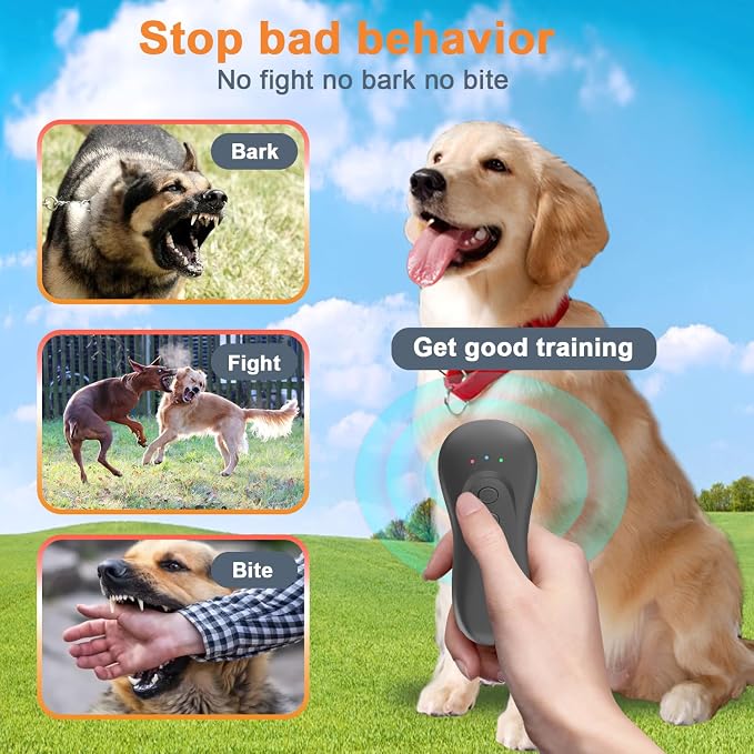 Dog Bark Deterrent Device,Anti-Barking Device,Up to 15Ft Long Range & Rechargeable Bark Control,Stop Barking Dog Devices,Safe for Dogs Training,Indoor & Outdoor（Black）