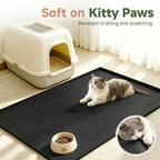Songrey Silicone Cat Litter Mat 24" x 16", Large Litter Trapping Mat, Black | Waterproof, Urine-Proof Litter Box Mat for Floor, Soft on Kitty Paws, Easy To Clean, Cat Supplies, Pet Feeding Mat