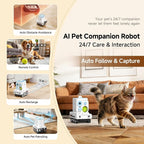 PMATE Self-Moving Pets Camera AI-Powered Rover with Auto Tracking & Patrol, 2K Live View, Night Vision, 2-Way Talk, and Auto-Recharge,(Blue)