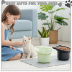 2 Pack Slow Feeder Cat Bowls, Silicone Tilted Raised Pet Bowl with Non Slip Base for Digestion Anti Vomit, Black, Green