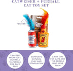 Haute Diggity Kitty Catweiser + Furball Set, Soft Plush Cat Toys | 2 Pack Catnip Toys with Interactive Crackle & Feathers, Safe & Durable Cat Nip Kicker Toy for Outdoor & Indoor Cats & Kitten