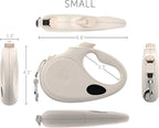 TUG Oval 360° Tangle-Free Retractable Dog Leash with Integrated Waste Bag Dispenser (Small, Cream)