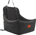 Lealchum Dog Car Seat for Medium Dogs Up to 40lbs,Fully Detachable and Washable,Memory Foam Covered Soft Fabric,Easy to Install with Adjustable Straps,Anti-Slip Base,Two Side Pockets(Black,Medium)