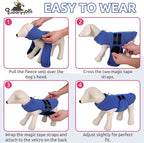 Queenmore XXS Dog Sweater, Soft Fleece Vest Pullover with Leash Hole, Warm Winter Dog Coats for Small Dogs Cats, Boy or Girl (Blue, XXS)