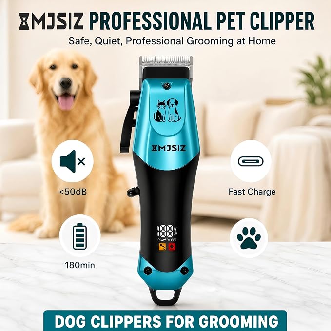Pet Hair Clippers for Cats, Cordless Low Noise Pet Grooming Kit | Low Noise • Cordless • Type-C Charging • 180-Min Runtime •Groom Dogs & Cats • Storage Case • Home Grooming Kit