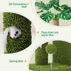 Woochpet 37" Small Cat Tree for Indoor Cats, Multi-Level Cat Tower with Sisal Scratching Post, Cozy Hammock, Cat Condo with Peek-a-Boo Mouse Hole, Interactive Toy Ball for Kittens and Small Cats