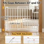 Extra Wide 29" Tall Baby & Dog Gate,32-54" Wide Hardware Mount Gate,White | Auto-Close design,Two-Way Swing, No Bottom Bar,Must Drill to Install