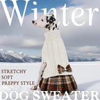 KYEESE Dog Sweaters Dress with Leash Hole with Bowtie Turtleneck Red Dog Knitwear Plaid Pattern Warm Pet Sweater for Medium Dogs White,(XX-Large (Pack of 1)) | Stretchy Fit, Lightweight & Warm, Cozy Knit Comfort, Cute Bow Accent, Gentle on Sensitive Sk...