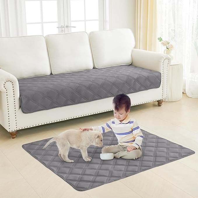 Smiry Waterproof Dog Bed Cover, Reversible Pet Blanket for Sofa Couch | Soft Washable Dog Blanket, Leakproof Couch Cover for Dogs Cats & Furniture Protection, 40x80, Grey/Light Grey