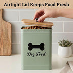 Metal Dog Food Container 5-7lb, 25 Cup w/ Airtight Bamboo Lid, Metal Handle | Pet Jar For Dogs up to 50lbs, Airtight Bamboo Lid, Sturdy Comfortable Metal Handle, Powder Coated Iron, Kibble Storage Bin