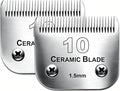 2PC 10 Blade Dog Grooming Clipper Blades Compatible with Andis Dog Clipper | Grooming Blade for Oster A5,Wahl KM10 Series,Detachable Ceramic Blade & Stainless Steel Blade,Size-10, 1/16-Inch Cut Length