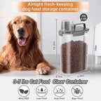 LEAWALK Airtight Small Cat Dog Pet Food Storage Containers BPA Free, with Large Pour Spout/1 Measuring Cup/ 4 Safety Locks and Double-layer Silicone Strip (Olive Gray x 2, 3L-2pack)