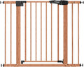 Babelio Pressure Mounted Baby Gate for Stairs, 26-40" Wide Dog Gate Indoor | Triple-lock system; Auto-close; 200N impact tested; Easy install for Doorways, Kitchen, Hallway, Brown Wood Pattern
