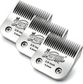 Size 4FC Detachable Pet Grooming Clipper Blade with Ceramic Cutter, 9.5mm 3/8 Inch Cut Length, Silver, Compatible with Andis, Oster A5, Wahl KM10, 3 Pack