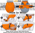 Lelepet Dog Coat Waterproof Dog Jacket Fleece Vest with Adjustable Buckle | Reflective Winter Coat with Leash Hole Windproof Cold Weather Coats for Small Medium Large Dogs, Warm Hunting Vest, Orange, S
